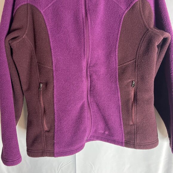 Eddie Bauer POLARTEC Burgandy and Brown Full Zip Front Fleece Jacket Wms X Large - Picture 2 of 11